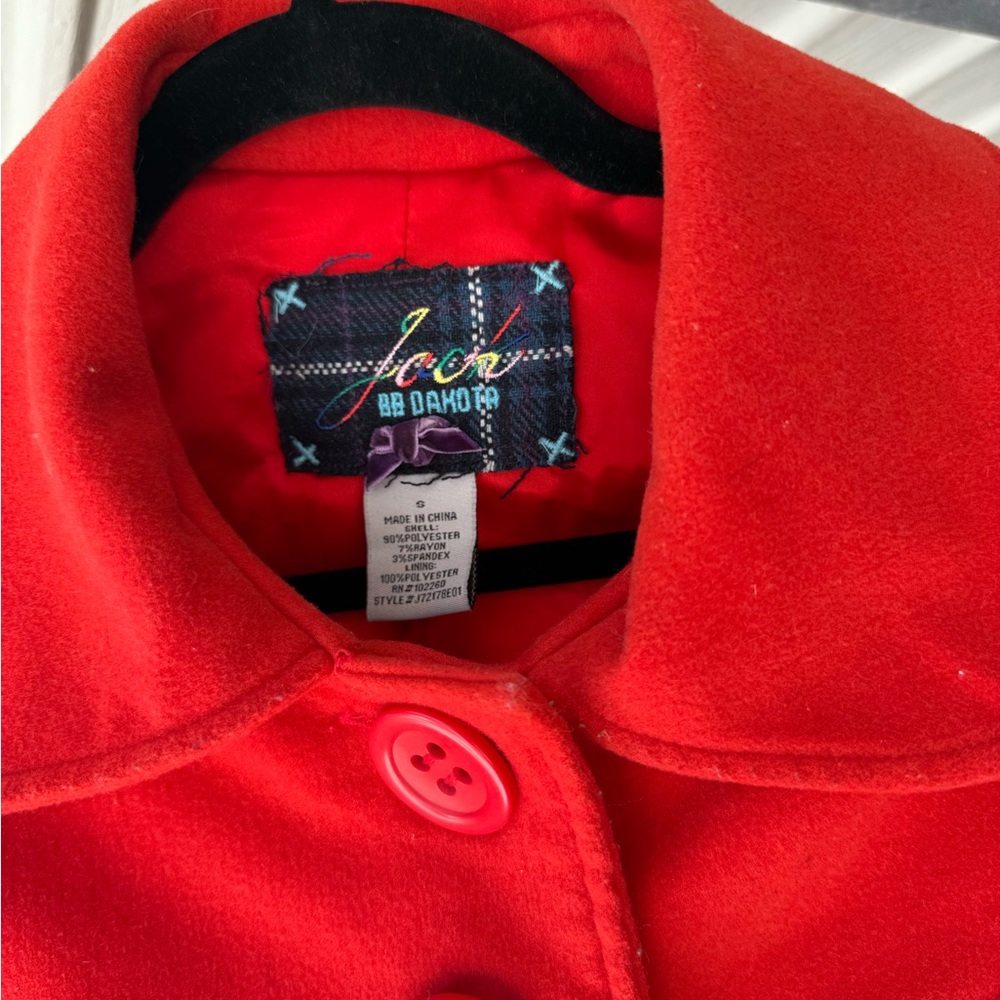 Jack by BB Dakota Red Pea Coat with Classic Collar